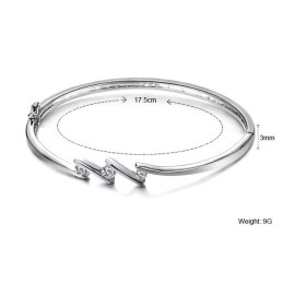 Pulseira Feminina De Titânio Com Banho De Platina E Strass, Qualidade E Quantidade Garantidas, Antialérgica