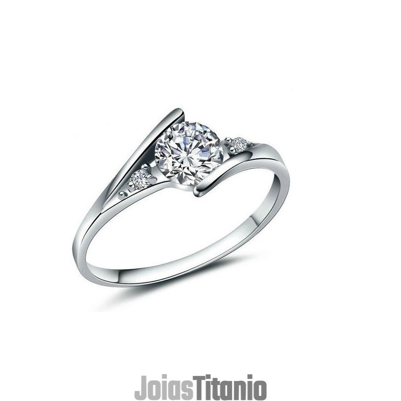 Anel De Titânio Com Revestimento De Platina Feminino Durável E Strass Anel De Titânio Com Revestimento De Platina Feminino Durável E Strass
