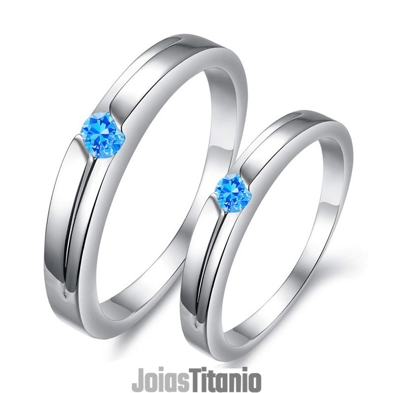 Anel De Titânio Com Revestimento De Platina Azul De Excelente Qualidade Para Amantes Com Strass Anel De Titânio Com Revestimento De Platina Azul De Excelente Qualidade Para Amantes Com Strass