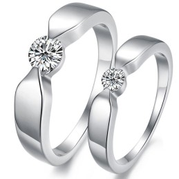 Anel De Titânio Com Revestimento De Platina De Alta Qualidade Para Amantes Com Strass