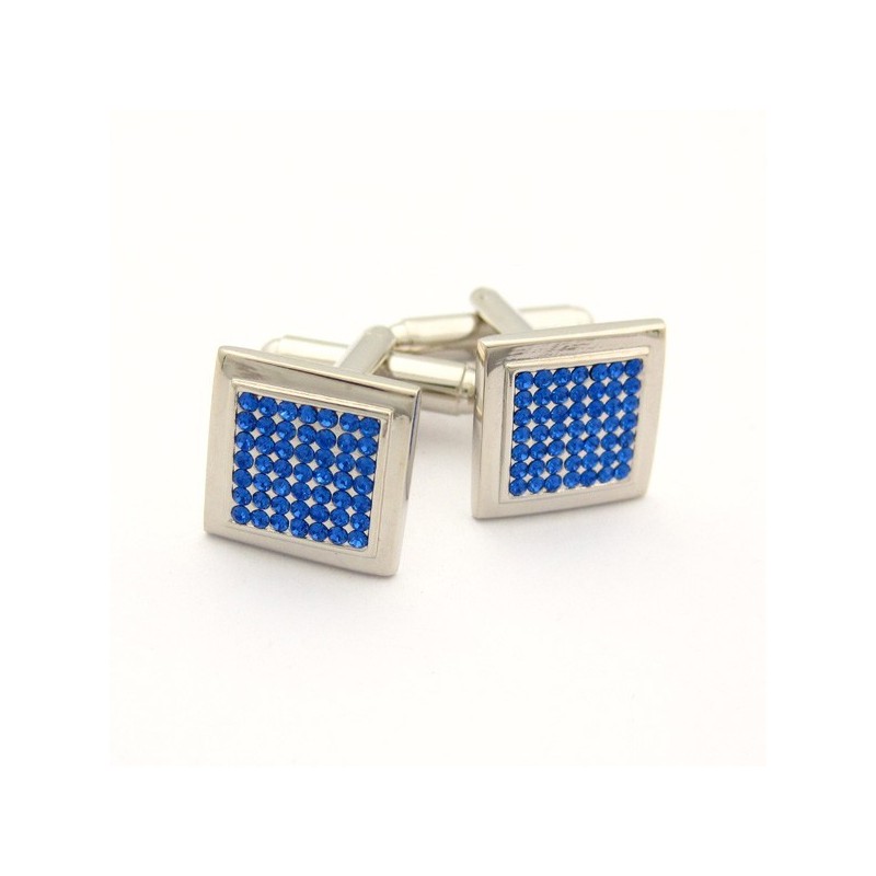 Abotoaduras Quadradas De Titânio Com Diamantes Azuis