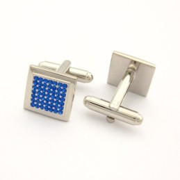 Abotoaduras Quadradas De Titânio Com Diamantes Azuis