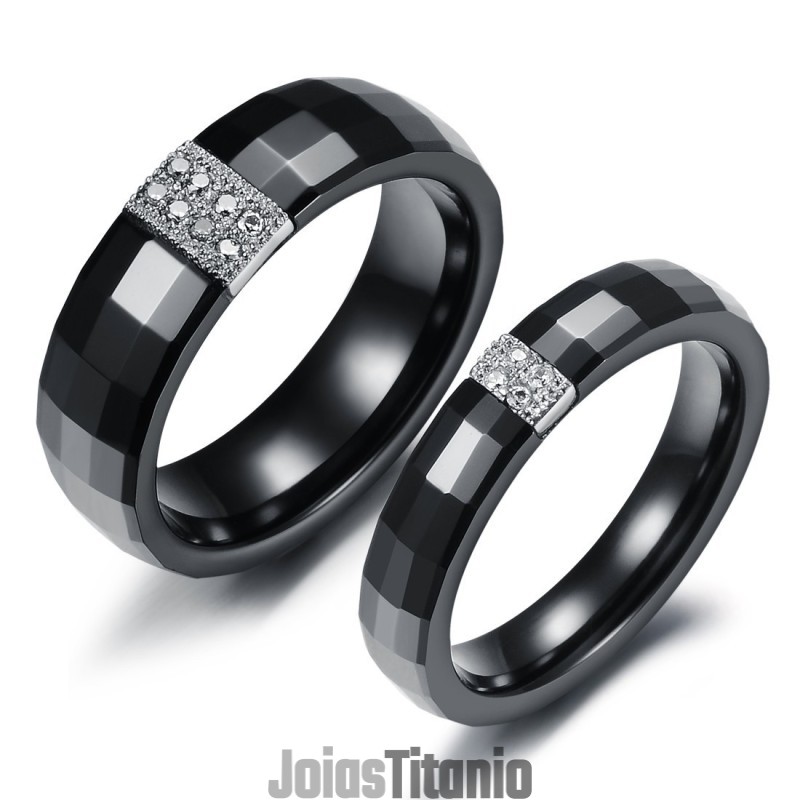 Anel De Cerâmica De Tungstênio Com Losango Fácil De Usar Para Amantes