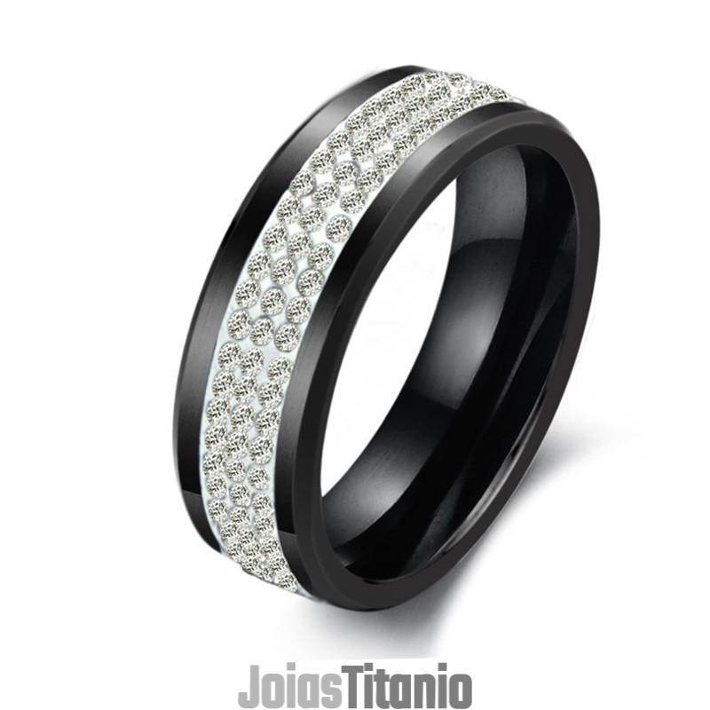 Anel De Cerâmica De Tungstênio Preto De Excelente Qualidade Com Strass Anel De Cerâmica De Tungstênio Preto De Excelente Qualidade Com Strass