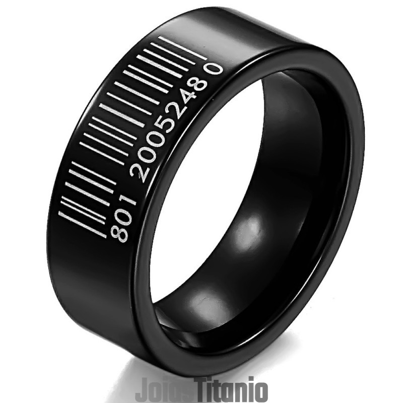 Anel De Cerâmica De Tungstênio Com Código De Barras Preto De Renome Mundial