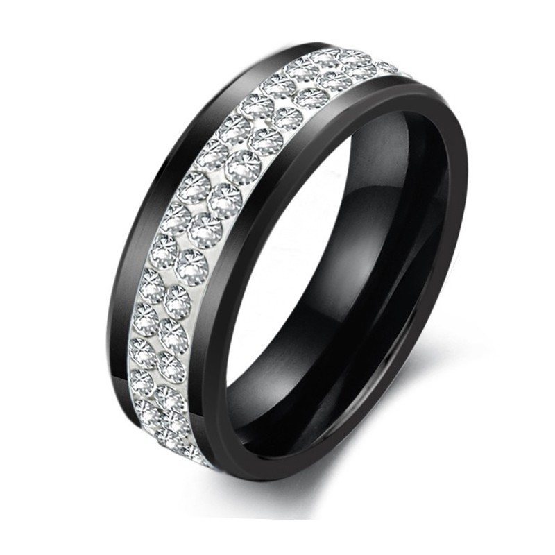 Anel De Cerâmica De Tungstênio Preto Com Desempenho Confiável E Strass