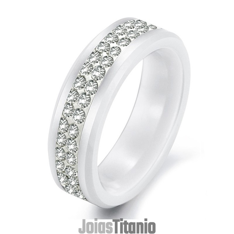 Anel De Cerâmica De Tungstênio Branco De Alta Qualidade Com Strass Anel De Cerâmica De Tungstênio Branco De Alta Qualidade Com Strass