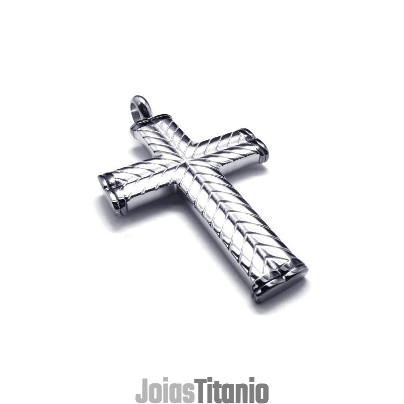 Pingente Masculino De Titânio Cross Grain - Free Chian