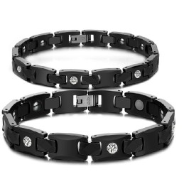 Pulseira De Cerâmica De Tungstênio Preta Com Strass, Famosa Por Sua Alta Qualidade