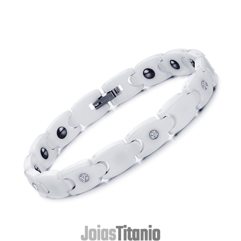Pulseira De Cerâmica De Tungstênio Branco Com Strass De Qualidade E Quantidade Garantidas