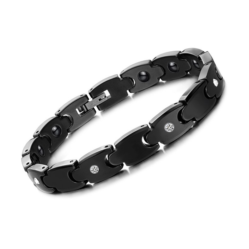 Pulseira De Cerâmica De Tungstênio Preta De Alta Qualidade Com Strass Pulseira De Cerâmica De Tungstênio Preta De Alta Qualidade Com Strass