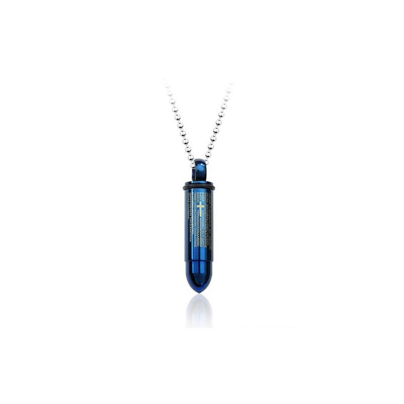 Pingente De Titânio Bullet Azul Masculino - Corrente Grátis Pingente De Titânio Bullet Azul Masculino - Corrente Grátis