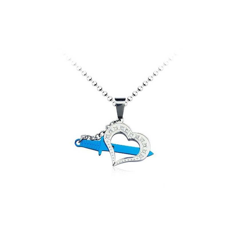 Pingente Estiloso De Titânio Azul Masculino Com Corrente Grátis