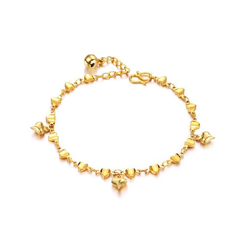 Pulseira Feminina Folheada A Ouro 18K De Qualidade Estável E Com Formato De Coração
