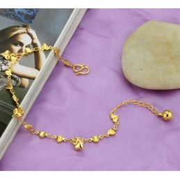 Pulseira Feminina Folheada A Ouro 18K De Qualidade Estável E Com Formato De Coração
