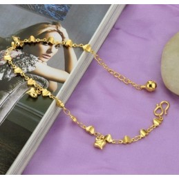 Pulseira Feminina Folheada A Ouro 18K De Qualidade Estável E Com Formato De Coração