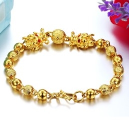 Pulseira Banhada A Ouro 18K Com Formato De Dragão E Qualidade E Quantidade Garantidas