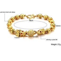 Pulseira Banhada A Ouro 18K Com Formato De Dragão E Qualidade E Quantidade Garantidas