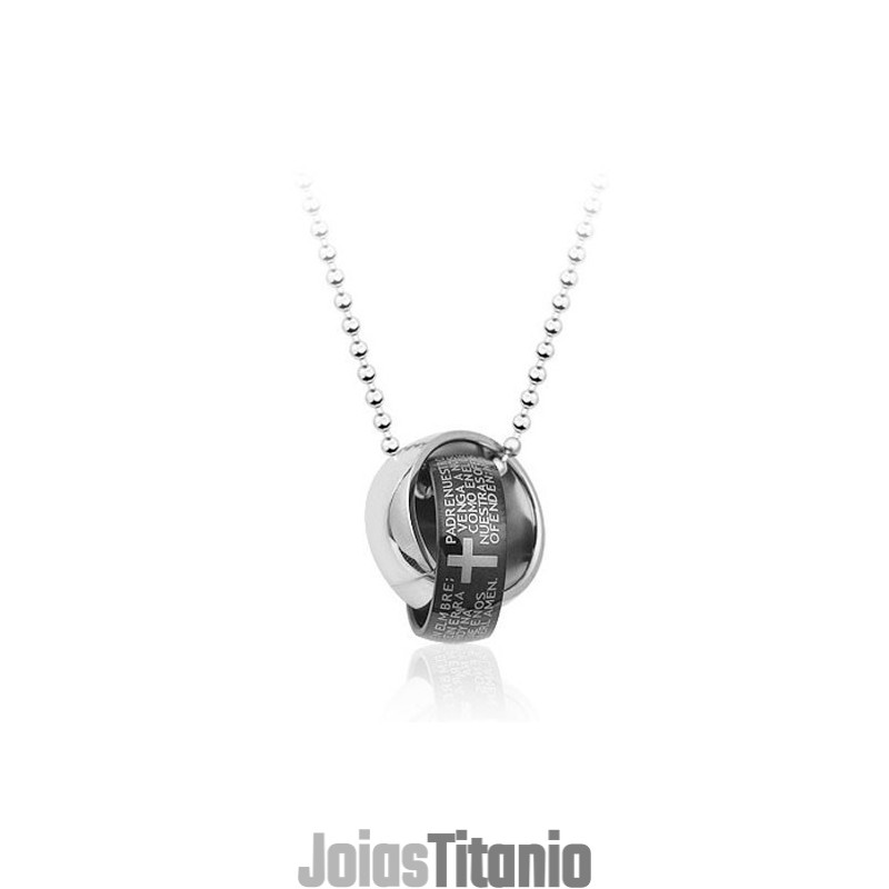 Lindo Pingente Anular De Titânio Preto Masculino - Corrente Grátis Lindo Pingente Anular De Titânio Preto Masculino - Corrente Grátis