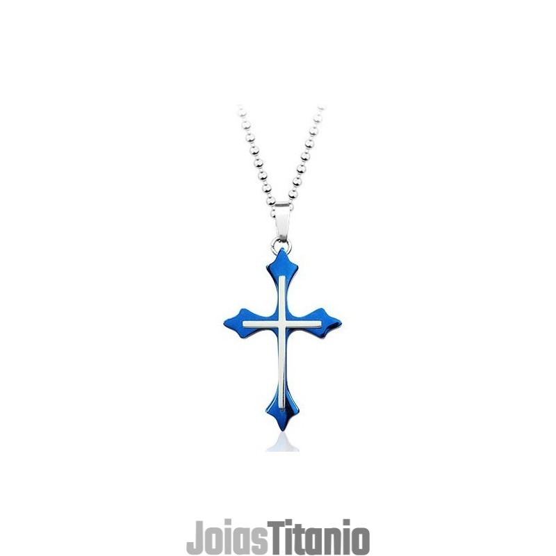 Pingente Masculino Popular De Titânio Azul - Corrente Grátis Pingente Masculino Popular De Titânio Azul - Corrente Grátis