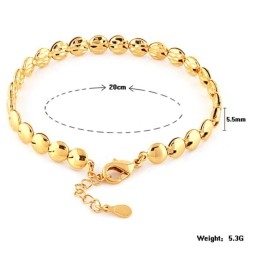 Pulseira Feminina Plana Redonda Banhada A Ouro 18K De Qualidade Estável