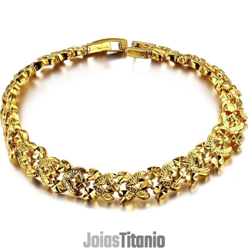 Pulseira Feminina Banhada A Ouro 18K, Famosa Por Sua Alta Qualidade Pulseira Feminina Banhada A Ouro 18K, Famosa Por Sua Alta Qualidade