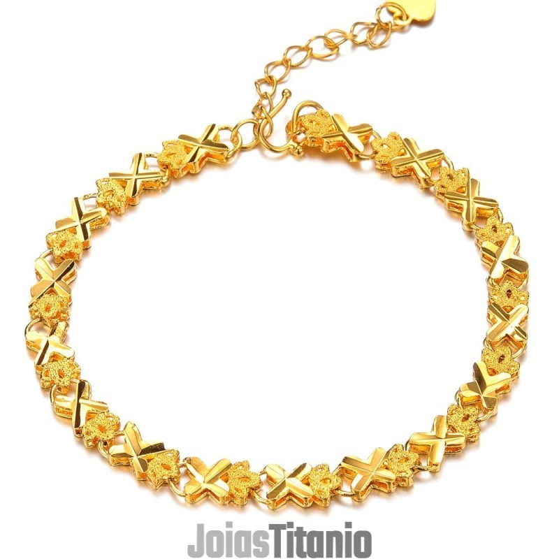 Pulseira Feminina Elegante Banhada A Ouro 18K Para Ter Uma Longa História Pulseira Feminina Elegante Banhada A Ouro 18K Para Ter Uma Longa História