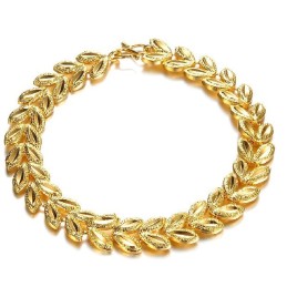 Pulseira Feminina De Alta Qualidade Em Formato De Folha Banhada A Ouro 18K