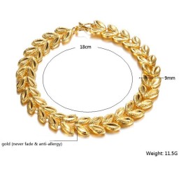 Pulseira Feminina De Alta Qualidade Em Formato De Folha Banhada A Ouro 18K