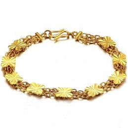 Pulseira Feminina Banhada A Ouro 18K Com Formato De Flor E Qualidade Garantida