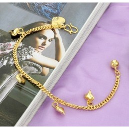 Pulseira Feminina Banhada A Ouro 18K Com Sinos E Formato De Coração, Da Reliable Reputation