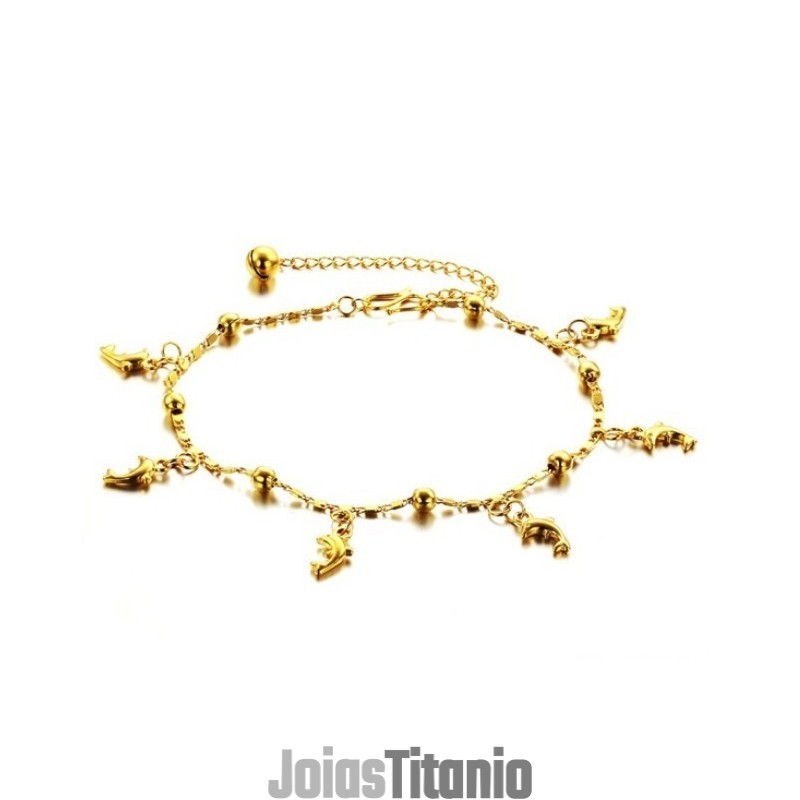 Tornozeleira Feminina Em Formato De Golfinho, Banhada A Ouro 18K, De Qualidade Estável Tornozeleira Feminina Em Formato De Golfinho, Banhada A Ouro 18K, De Qualidade Estável