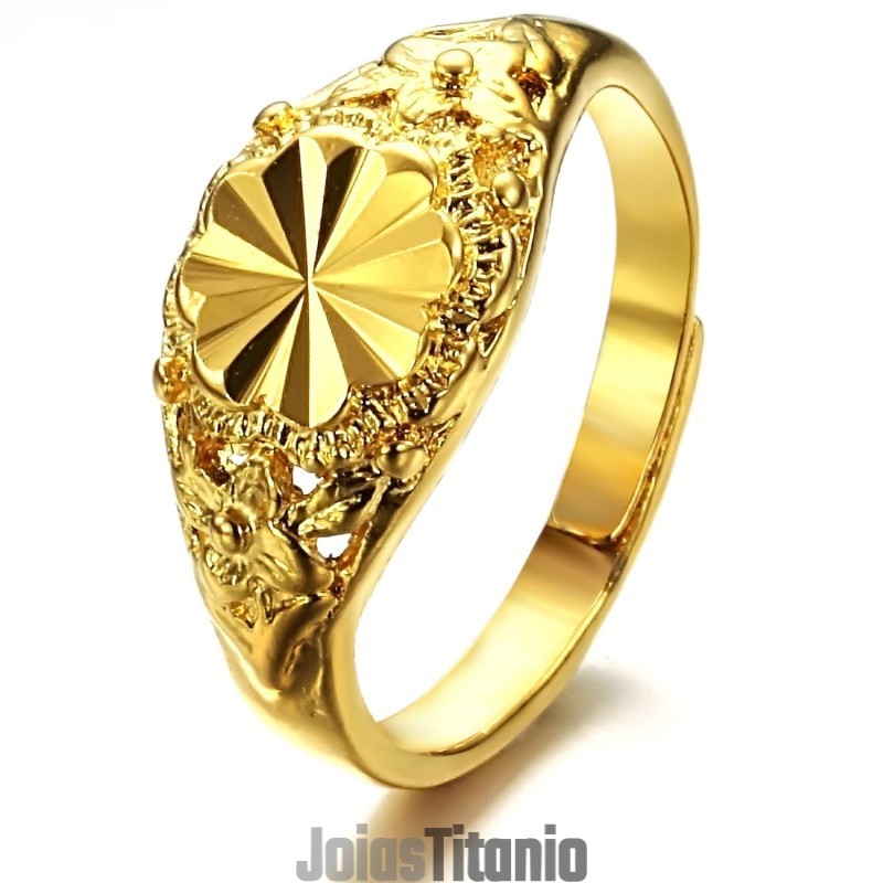 Anel Feminino Clássico Banhado A Ouro 18K Com Qualidade E Quantidade Garantidas Anel Feminino Clássico Banhado A Ouro 18K Com Qualidade E Quantidade Garantidas
