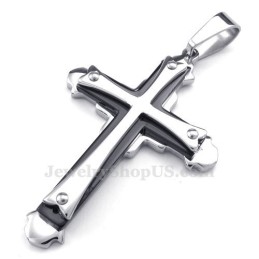 Colar Com Pingente De Cruz De Titânio De Três Camadas (Corrente Grátis)