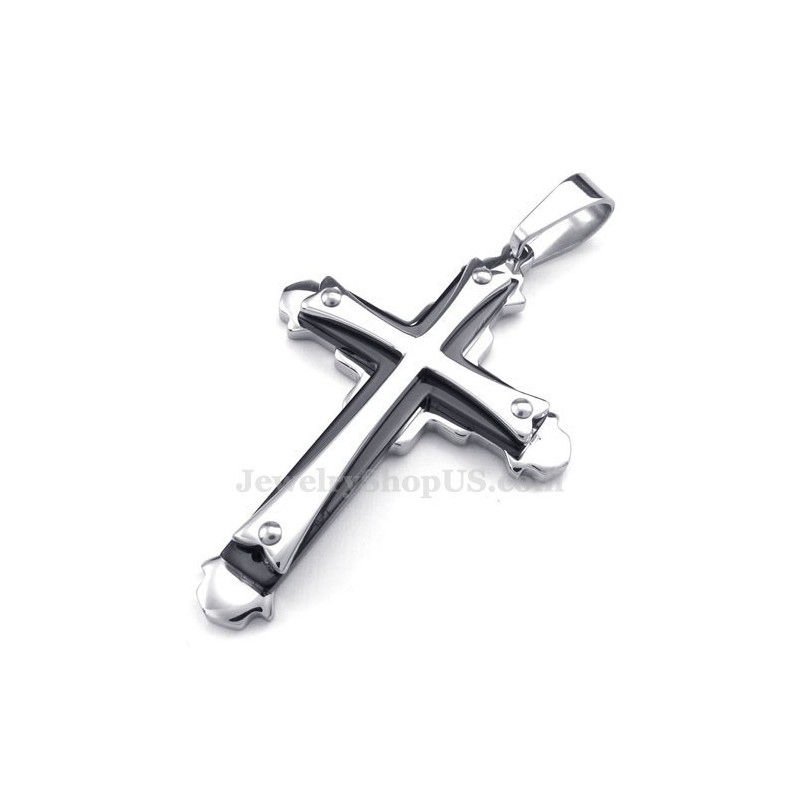 Colar Com Pingente De Cruz De Titânio De Três Camadas (Corrente Grátis) Colar Com Pingente De Cruz De Titânio De Três Camadas (Corrente Grátis)