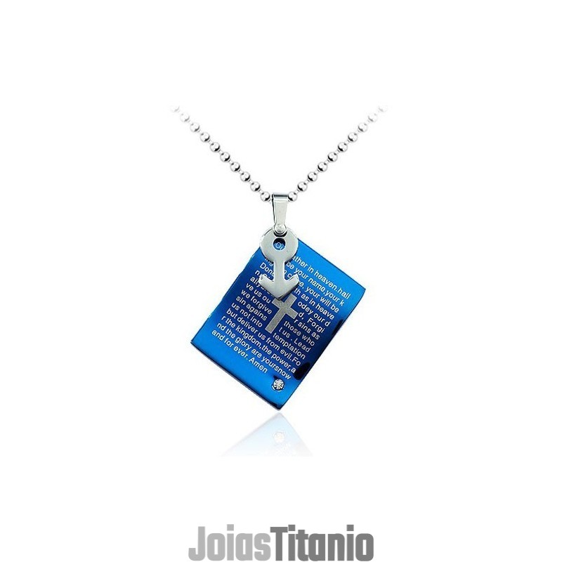 Pingente Masculino Forte De Titânio Azul - Corrente Grátis Pingente Masculino Forte De Titânio Azul - Corrente Grátis