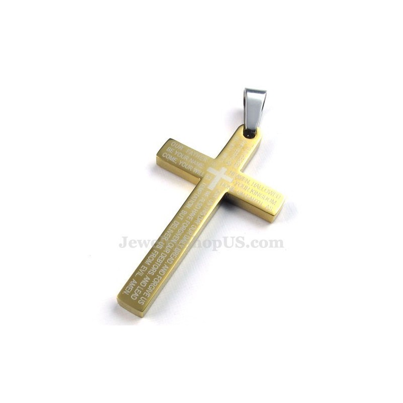 Colar Com Pingente De Cruz Em Titânio E Ouro (Corrente Grátis) Colar Com Pingente De Cruz Em Titânio E Ouro (Corrente Grátis)