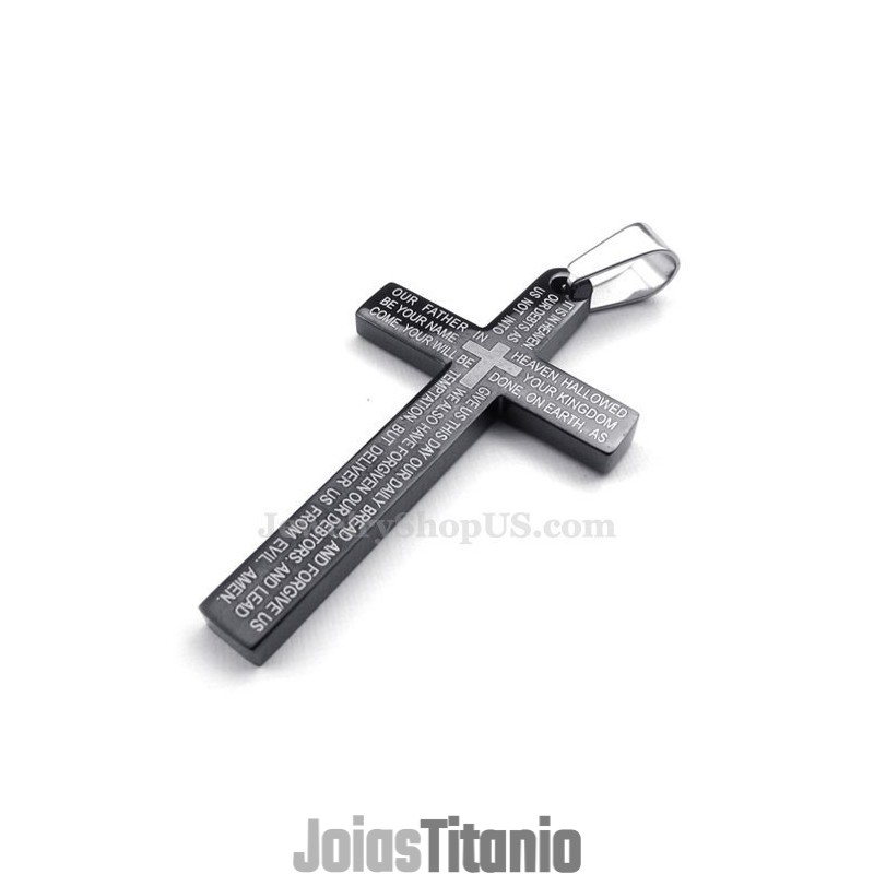 Colar Com Pingente De Cruz Preta De Titânio (Corrente Grátis) Colar Com Pingente De Cruz Preta De Titânio (Corrente Grátis)