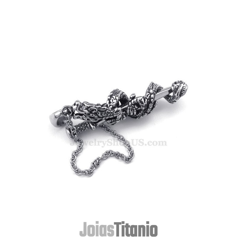 Colar Com Pingente De Titânio E Espada De Dragão (Corrente Grátis)