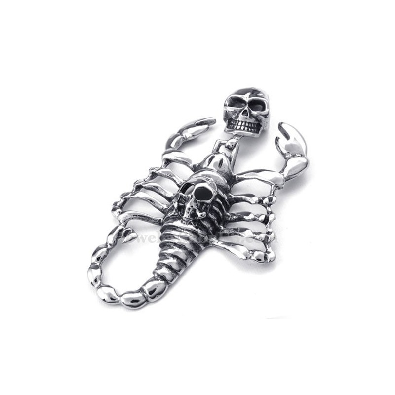 Colar Masculino Com Pingente De Caveira E Escorpião Em Titânio (Corrente Grátis) Colar Masculino Com Pingente De Caveira E Escorpião Em Titânio (Corrente Grátis)
