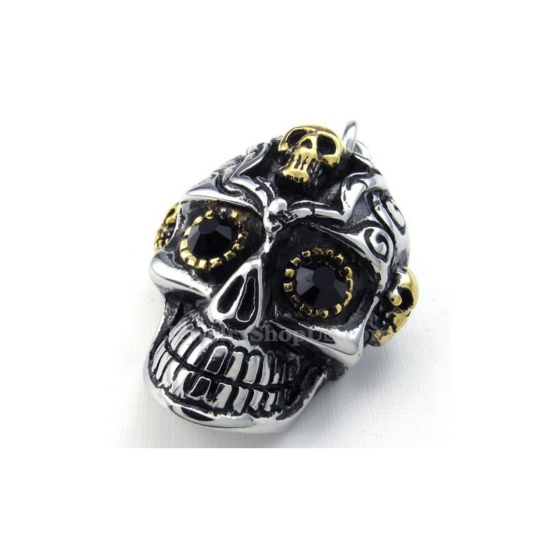 Colar Com Pingente De Caveira De Titânio Com Olhos Pretos (Corrente Grátis) Colar Com Pingente De Caveira De Titânio Com Olhos Pretos (Corrente Grátis)