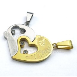 Colar Com Pingente De Casal Em Titânio, Quebra-Cabeça De Beijo Da Moda, Presente De Amor (Corrente Grátis) (Um Par)
