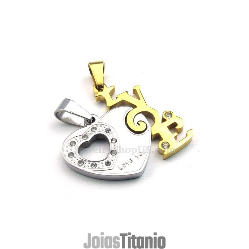 Colar Com Pingente De Corações De Titânio Da Moda (Corrente Grátis) (Um Par)