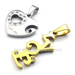 Colar Com Pingente De Corações De Titânio Da Moda (Corrente Grátis) (Um Par)