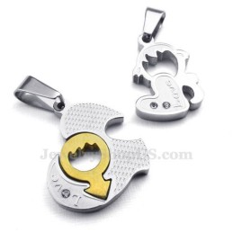 Colar Com Pingente De Dois Corações De Titânio (Corrente Grátis) (Um Par)