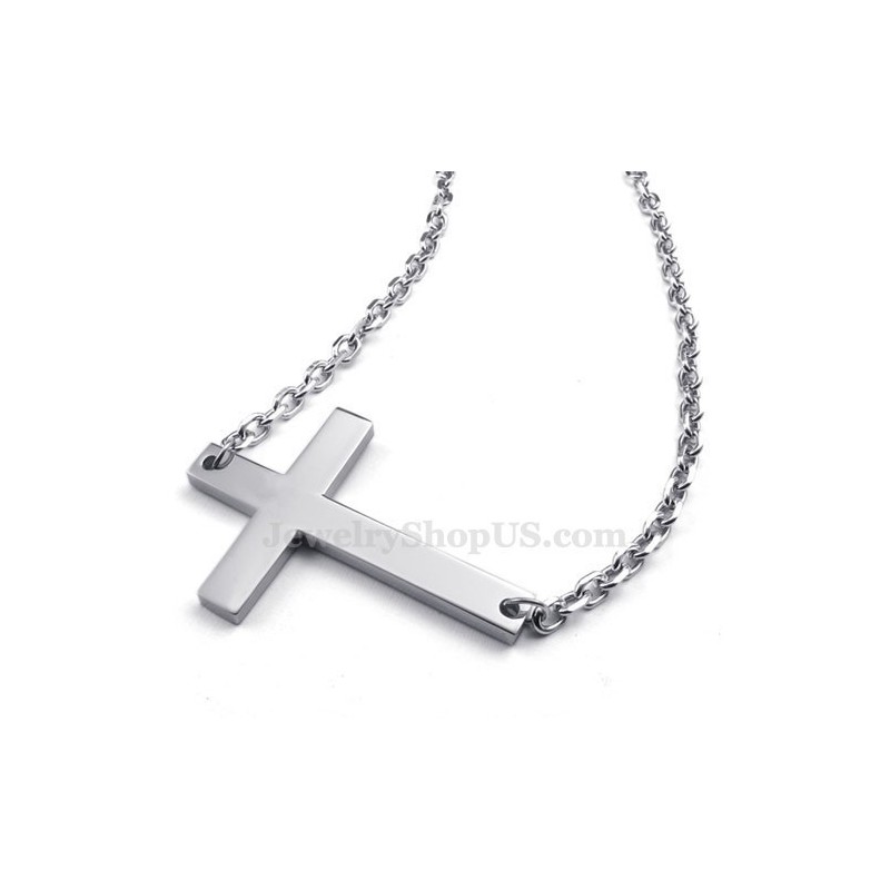 Colar Com Pingente De Cruz De Titânio (Corrente Grátis)