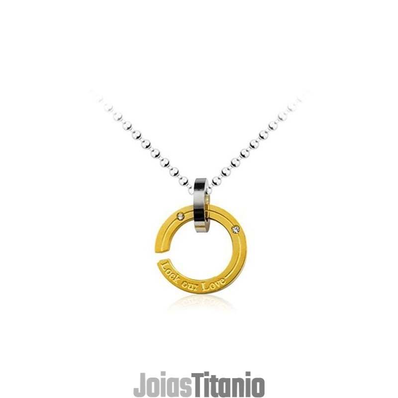Pingente De Titânio "Look Our Love Circle" - Corrente Grátis