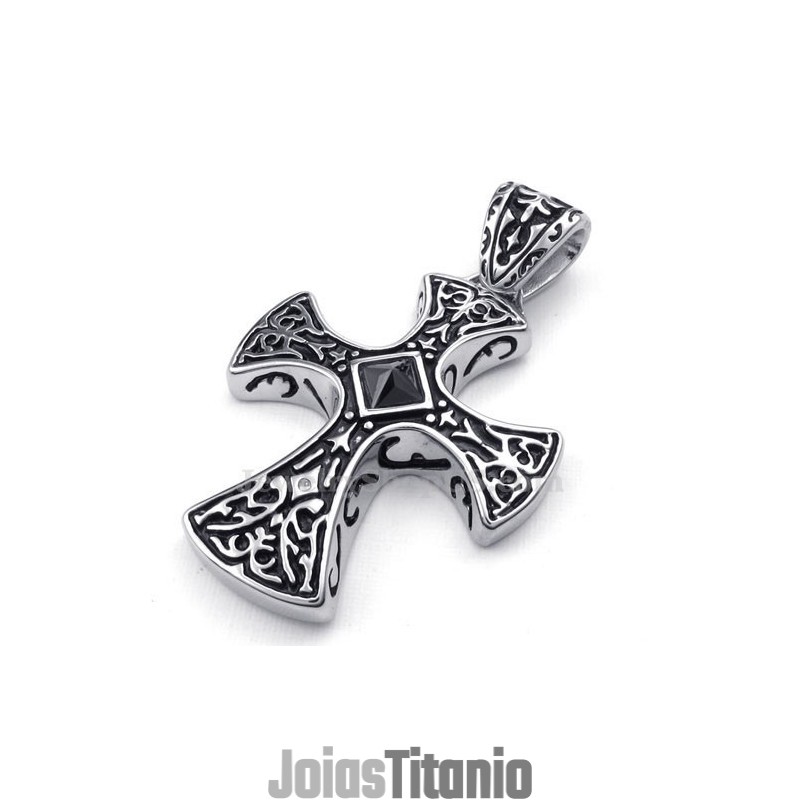 Colar Com Pingente De Cruz De Titânio (Corrente Grátis) Colar Com Pingente De Cruz De Titânio (Corrente Grátis)