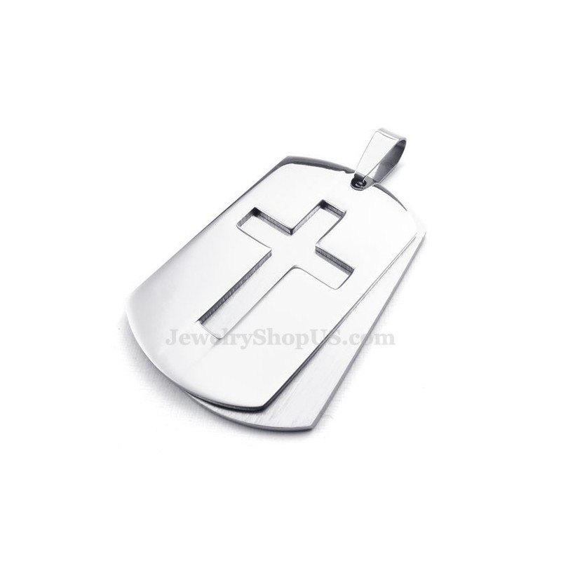 Colar Com Pingente De Cruz De Titânio Silver Cards (Corrente Grátis) Colar Com Pingente De Cruz De Titânio Silver Cards (Corrente Grátis)