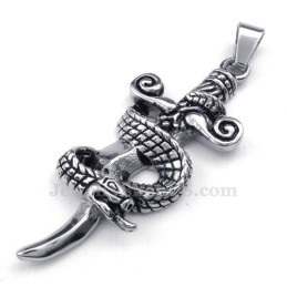 Colar Com Pingente De Espada De Cobra De Titânio (Corrente Grátis)